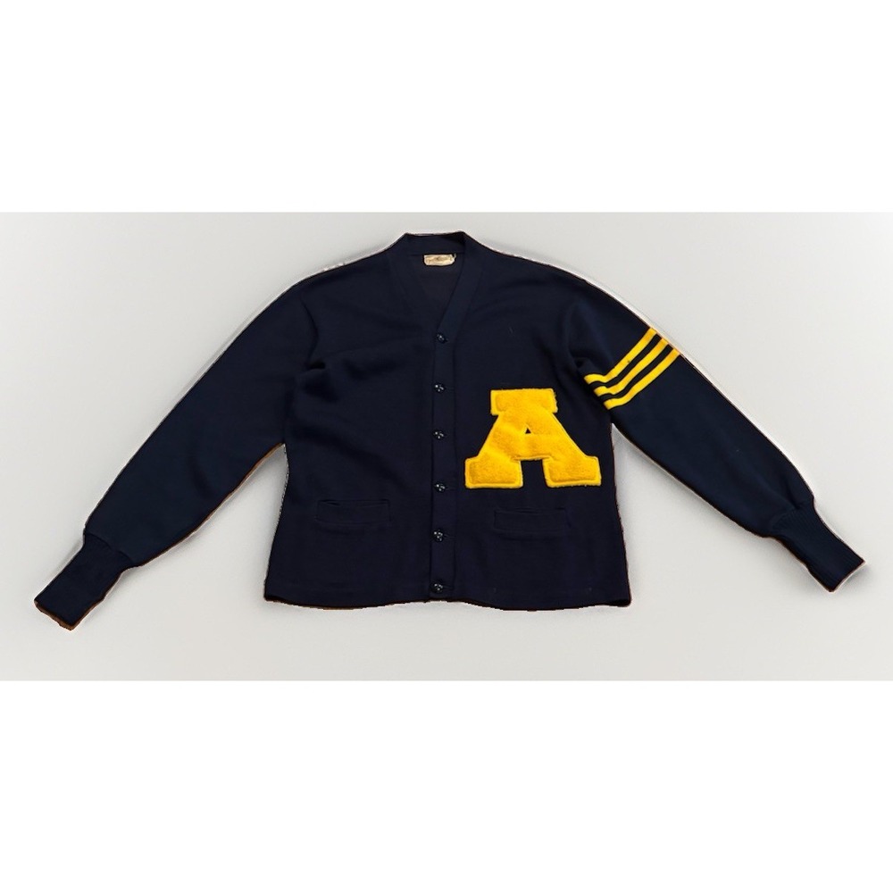Vintage 40s Army West Point Football Letterman Sweater L Striped HL Whiting